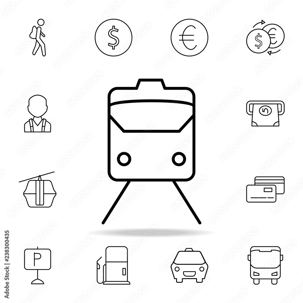 Poster train front icon. element of simple icon for websites, web design, mobile app, info graphics. thin l