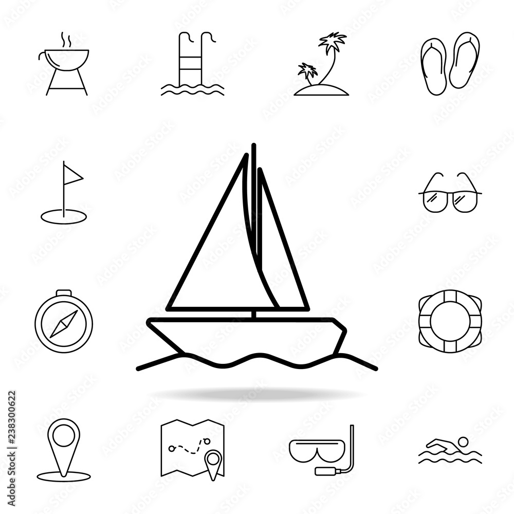 Poster sailing yacht icon. element of simple icon for websites, web design, mobile app, info graphics. thin