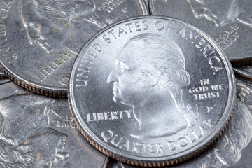 United States of America stamped into a Quarter