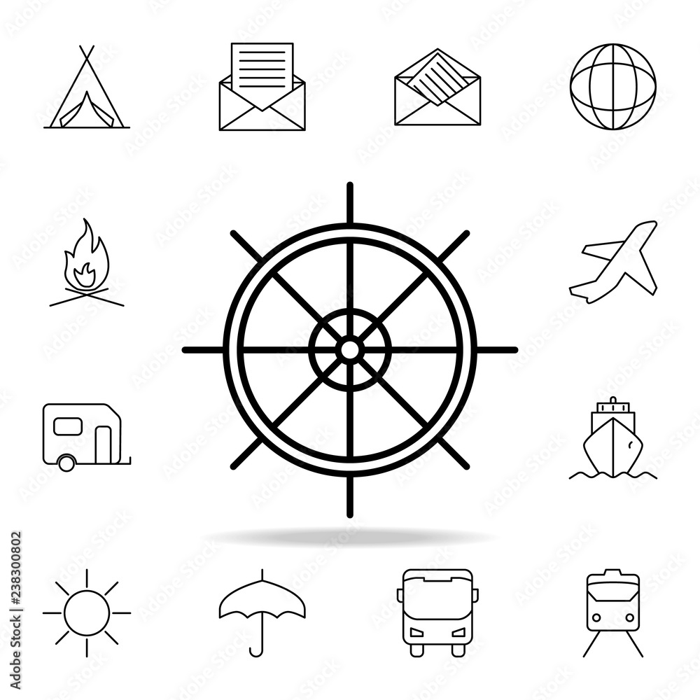 Poster ship's steering wheel icon. element of simple icon for websites, web design, mobile app, info graphi