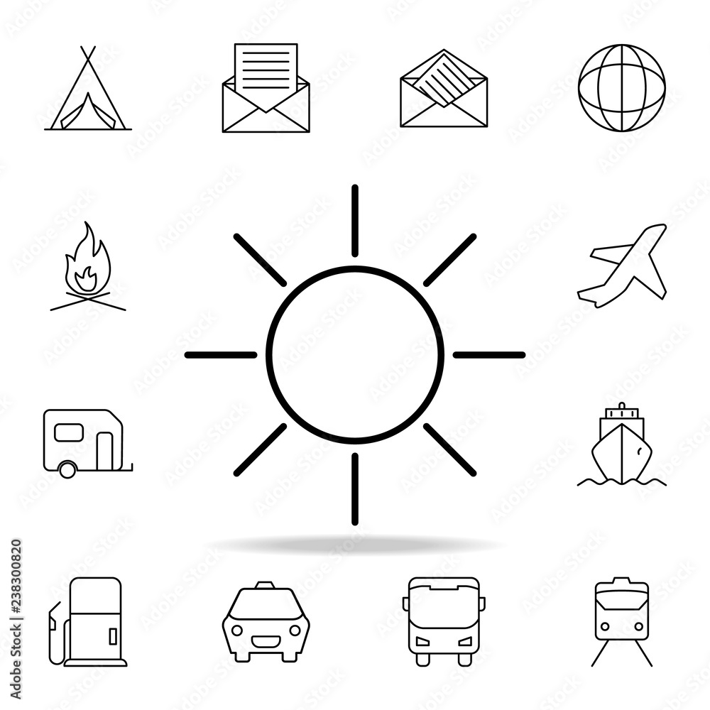 Poster the sun icon. element of simple icon for websites, web design, mobile app, info graphics. thin line 