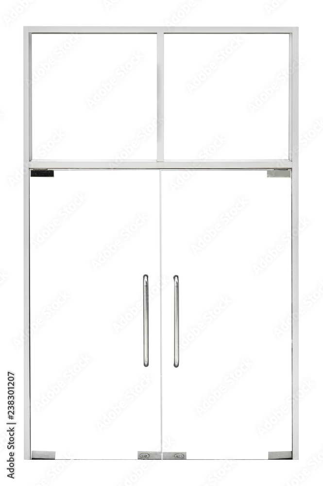 Wall mural Modern metal glass door of office store, isolated transparent window frame element for design