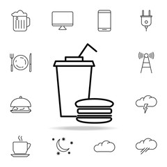 burger and drink icon. Element of simple icon for websites, web design, mobile app, info graphics. Thin line icon for website design and development, app development on white background