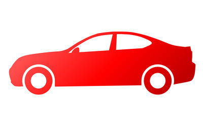 Car symbol icon - red gradient, 2d, isolated - vector