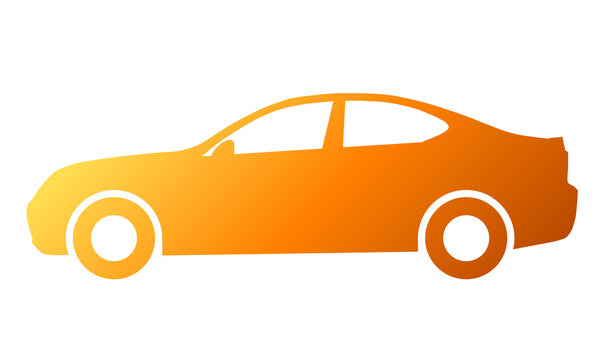 Car symbol icon - orange gradient, 2d, isolated - vector