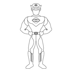 Superhero character cartoon in black and white
