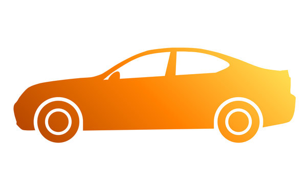 Car symbol icon - orange gradient, 2d, isolated - vector