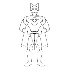 Superhero character cartoon in black and white