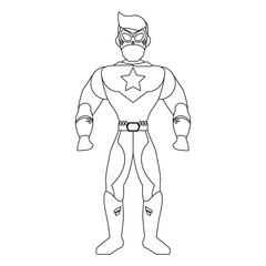 Fototapeta na wymiar Superhero character cartoon in black and white