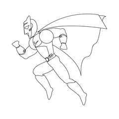 Superhero character cartoon in black and white