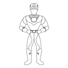 Superhero character cartoon in black and white
