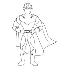 Superhero character cartoon in black and white