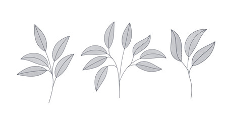 set of monochrome laurel leafs