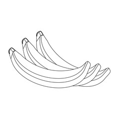Fruits banana cartoon in black and white