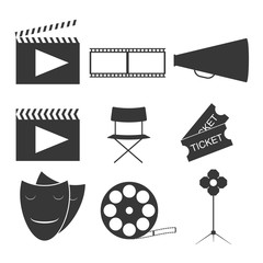 Flat several cinema elements design. Movie icon. Vector Illustration