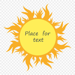 Summer hot sun with tongues of flame. Vector design element on isolated white background.