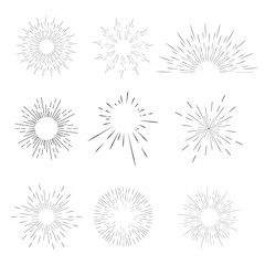 Vector geometric radial line sunburst, the rays of the sun or the stars Shine, flash. Fireworks retro, vintage style.