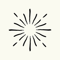 Vector hand drawn geometric radial line sunburst, the rays of the sun or the stars Shine, flash. Fireworks retro, vintage style.