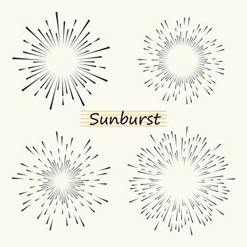 Vector geometric radial line sunburst, the rays of the sun or the stars Shine, flash. Fireworks retro, vintage style.