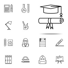 Fototapeta premium certificate and graduate cap icon. education icons universal set for web and mobile