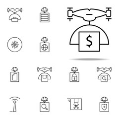 Fototapeta premium drone with money icon. Drones icons universal set for web and mobile