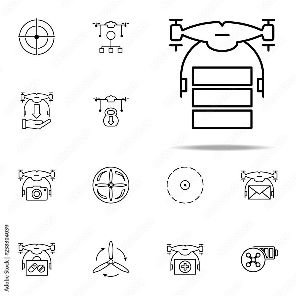 Poster drone with parcel icon. drones icons universal set for web and mobile