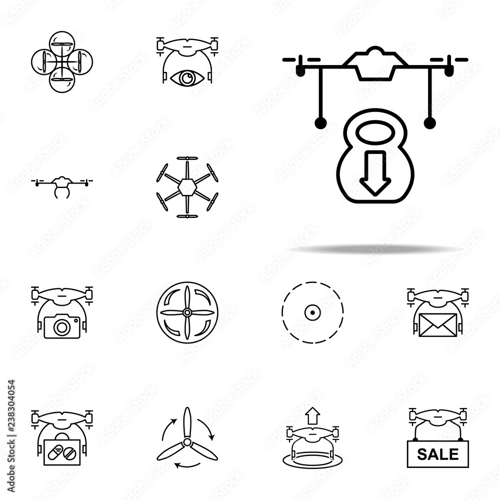 Aufkleber drone with cargo icon. drones icons universal set for web and mobile