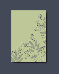 card with monochrome floral decoration