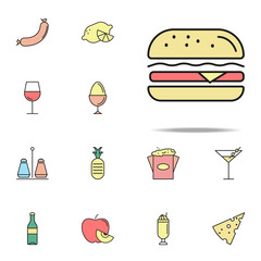 hamburger colored icon. food icons universal set for web and mobile
