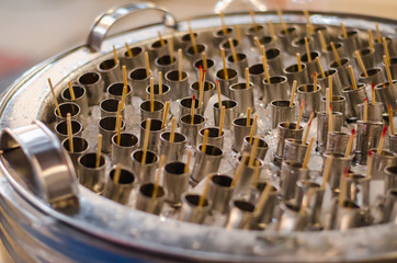 Thai ice-cream in steel bucket.