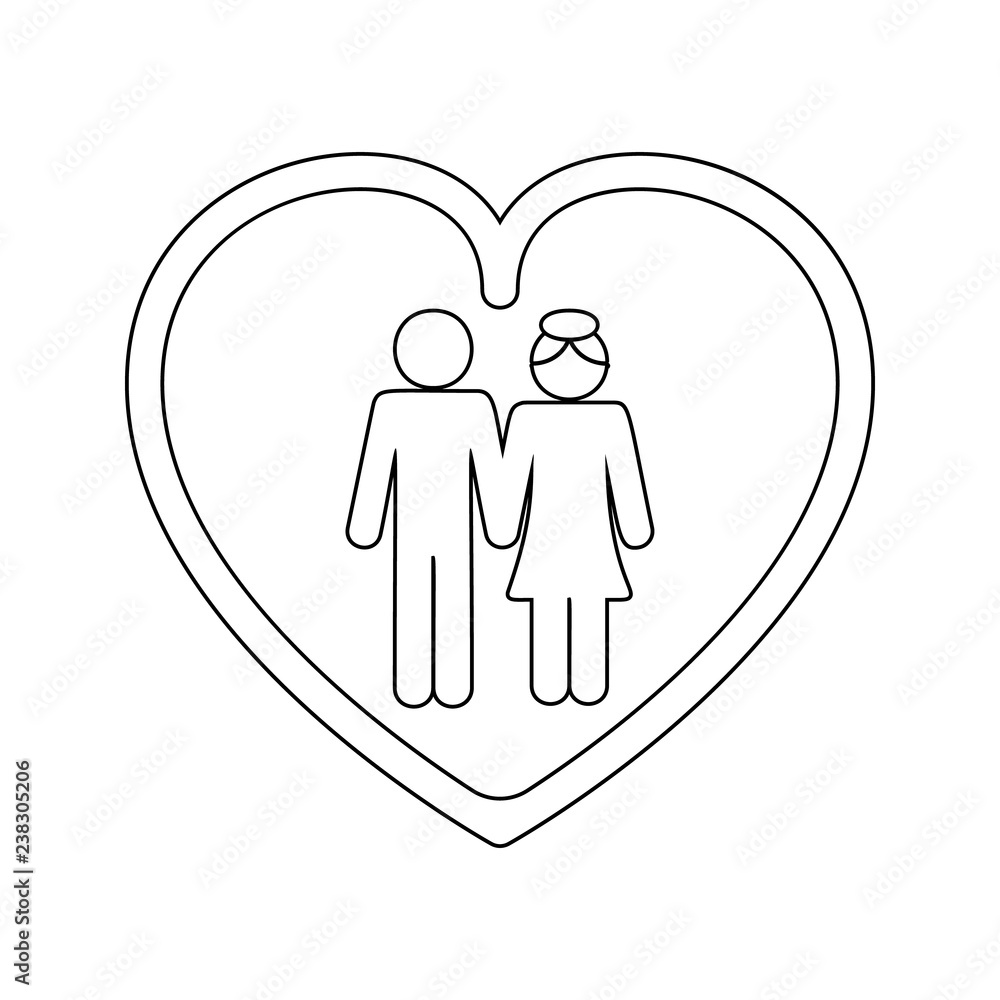 Poster husband and wife in the heart icon. element of cyber security for mobile concept and web apps icon. 