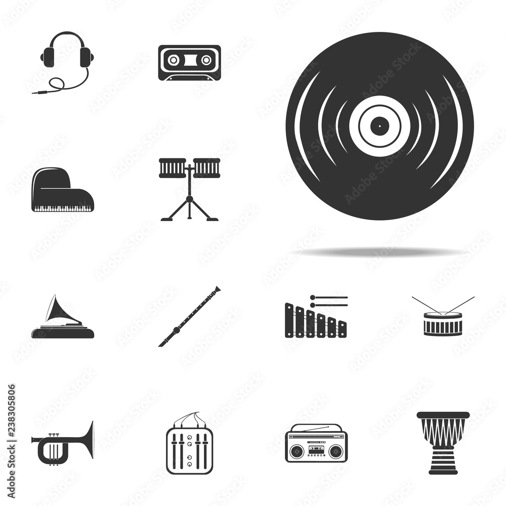 Poster vinyl record icon. music instruments icons universal set for web and mobile