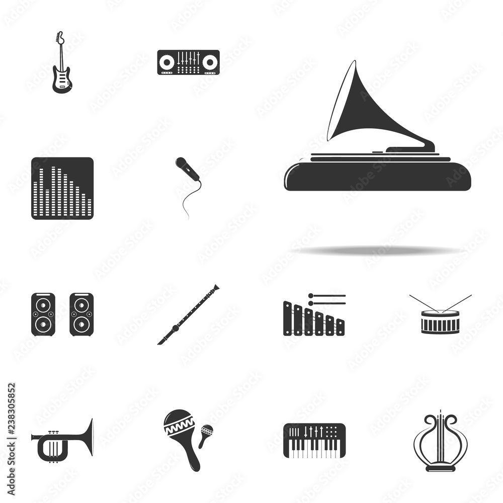 Poster gramophone icon. music instruments icons universal set for web and mobile