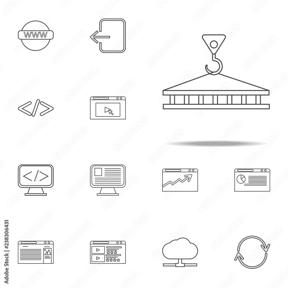 Poster cargo on a crane hook icon. web icons universal set for web and mobile