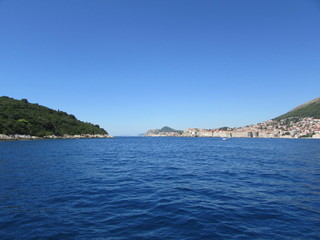 Fototapeta na wymiar View of Dubrovnik coast from the adriatic sea, Croatia