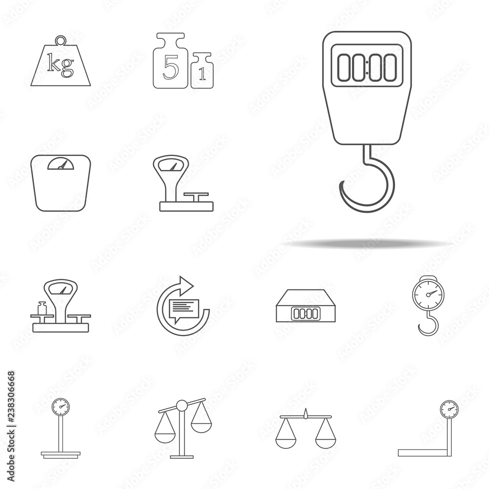 Poster electronic scales with hook icon. web icons universal set for web and mobile