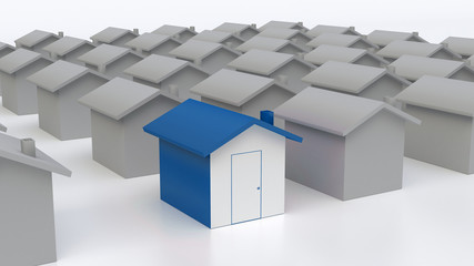 house stands out on white background (3D rendering)