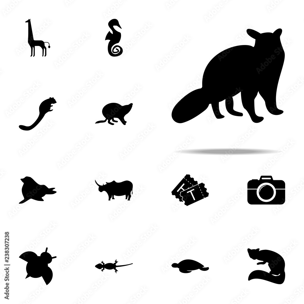 Poster silhouette of opossum icon. zoo icons universal set for web and mobile