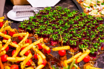 canapes and snacks at the buffet table