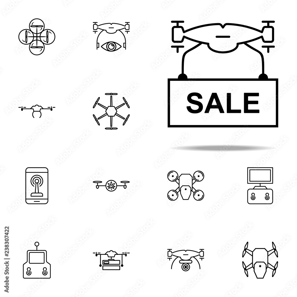 Poster drone for sale icon. drones icons universal set for web and mobile
