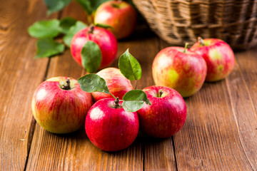 red fresh apples on a table