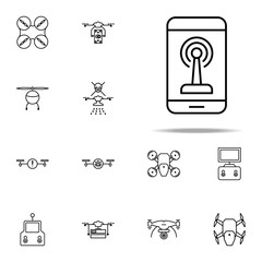 radio wave in the phone icon. Drones icons universal set for web and mobile