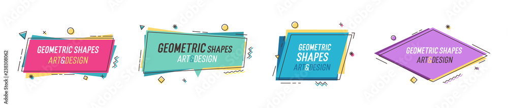 Poster geometric shapes with abstract elements and place for text. vector graphic design illustrations for 