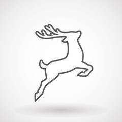 Deer running silhouette , Reinder icon design for Xmas cards, banners and flyers, vector illustration isolated on white background. Logo template. Elk logotype. Hunting.