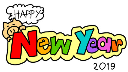 Happy new year hand drawn style