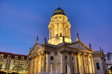 Fototapeta na wymiar The German Church on Gendarmenmarkt in Berlin at dawn