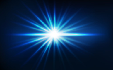 Fototapeta premium Star burst, light rays effect blue concept abstract background vector illustration