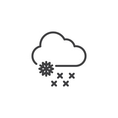 Cloud and Snow outline icon. linear style sign for mobile concept and web design. Snowy weather simple line vector icon. Winter symbol, logo illustration. Pixel perfect vector graphics