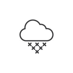 Clouds and snow falling outline icon. linear style sign for mobile concept and web design. Snowy cloud weather simple line vector icon. Symbol, logo illustration. Pixel perfect vector graphics