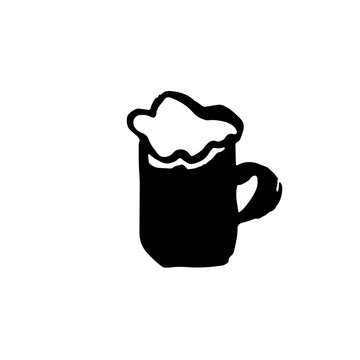 Beer grunge ink icon. Beer glass watercolor dry brush vector illustration.